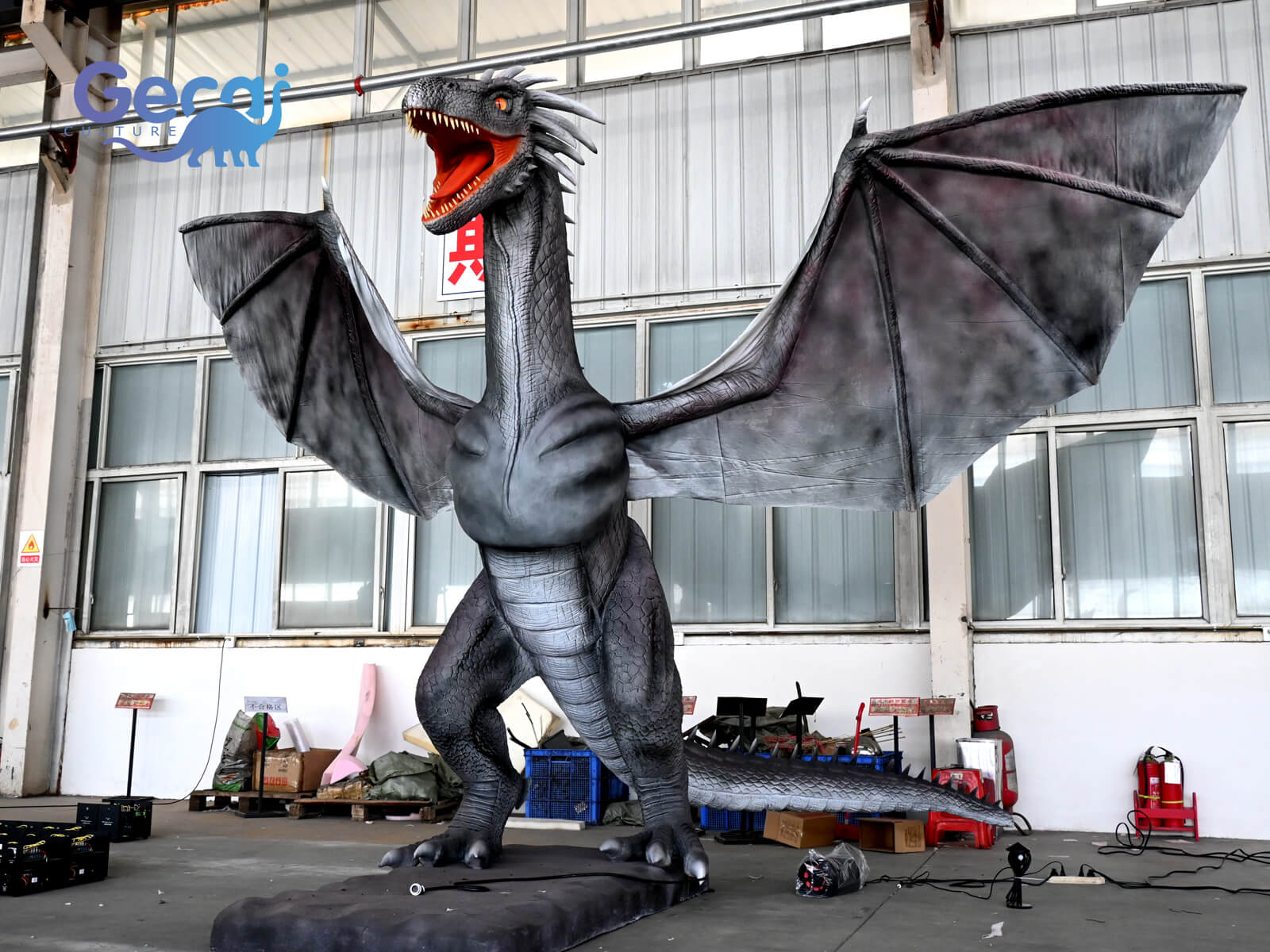 Black Life Size Flying Dragon Statue for Sale