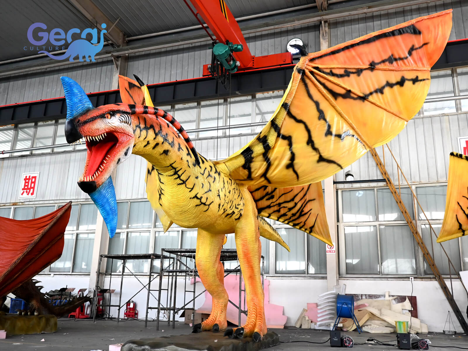 Orange Life Size Animatronic Dragon