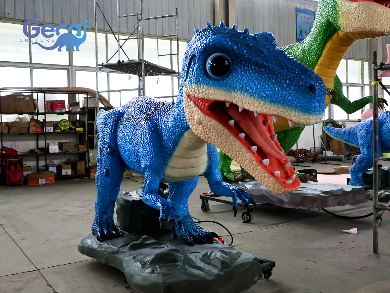 Blue Cartoon Baby Animatronic Dinosaur