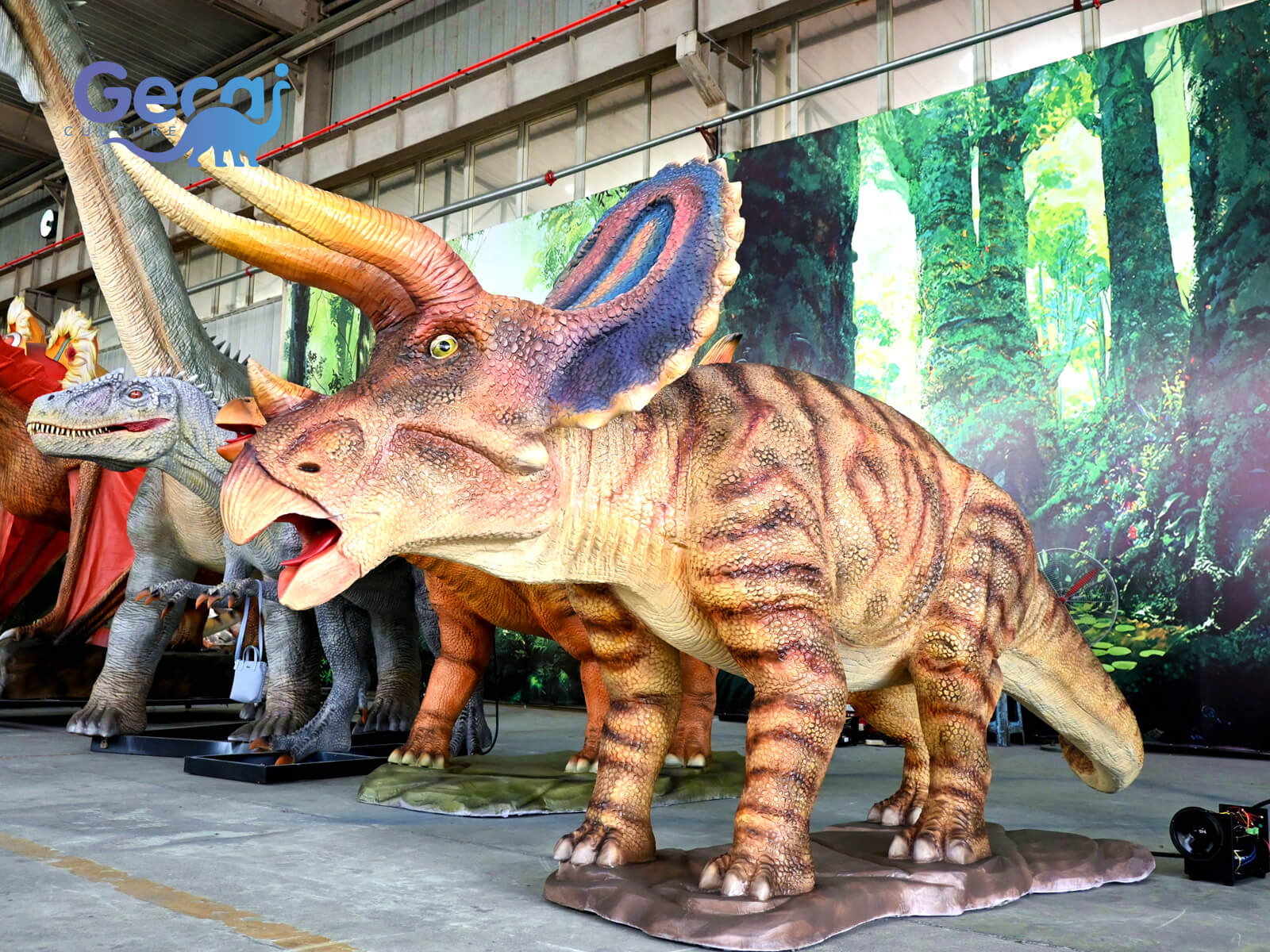 Life Size Triceratops Animatronic Dinosaurs Statue for Sale