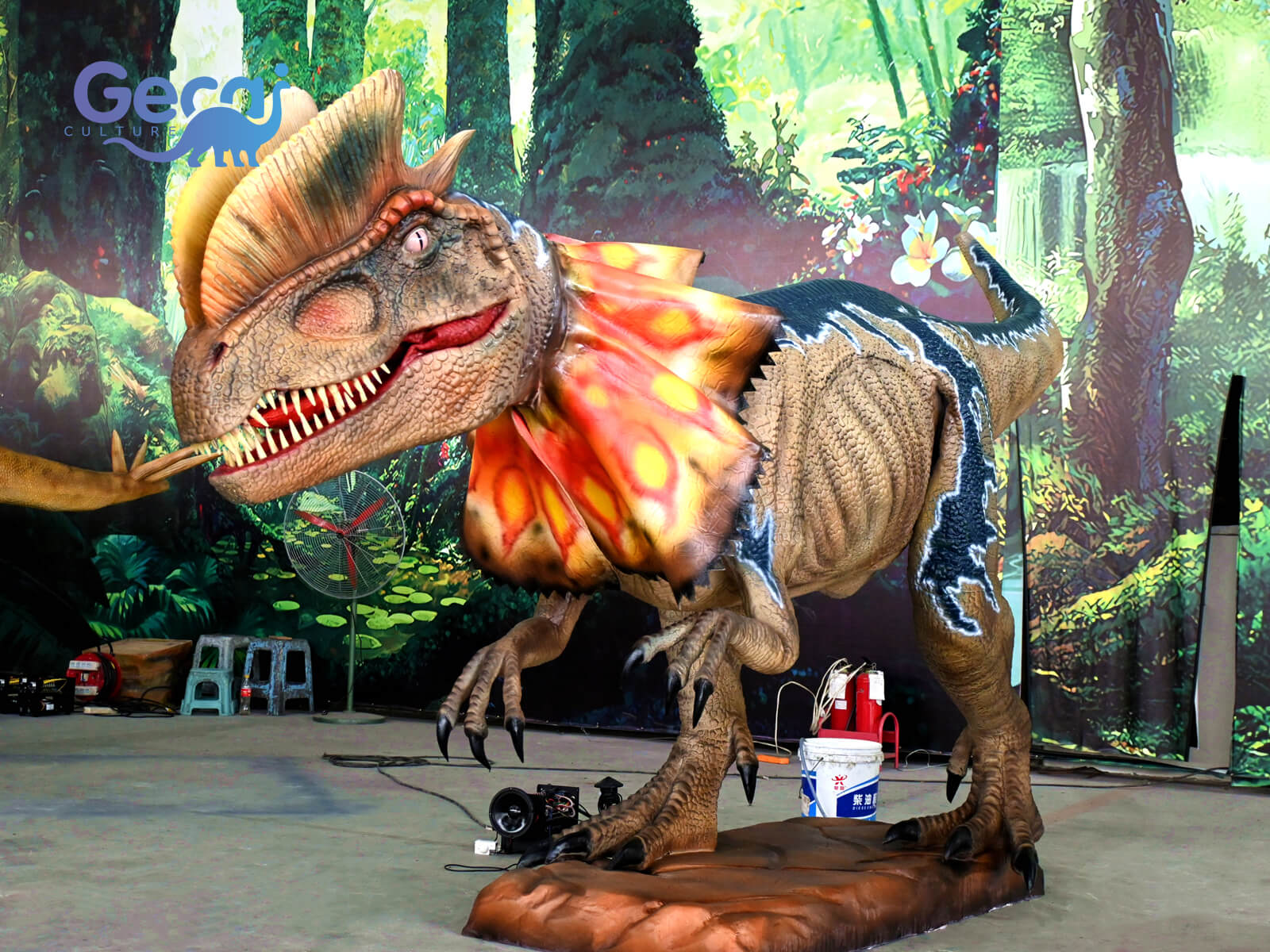 Realistic Dinosaur Animatronic Dilophosaurus for Park