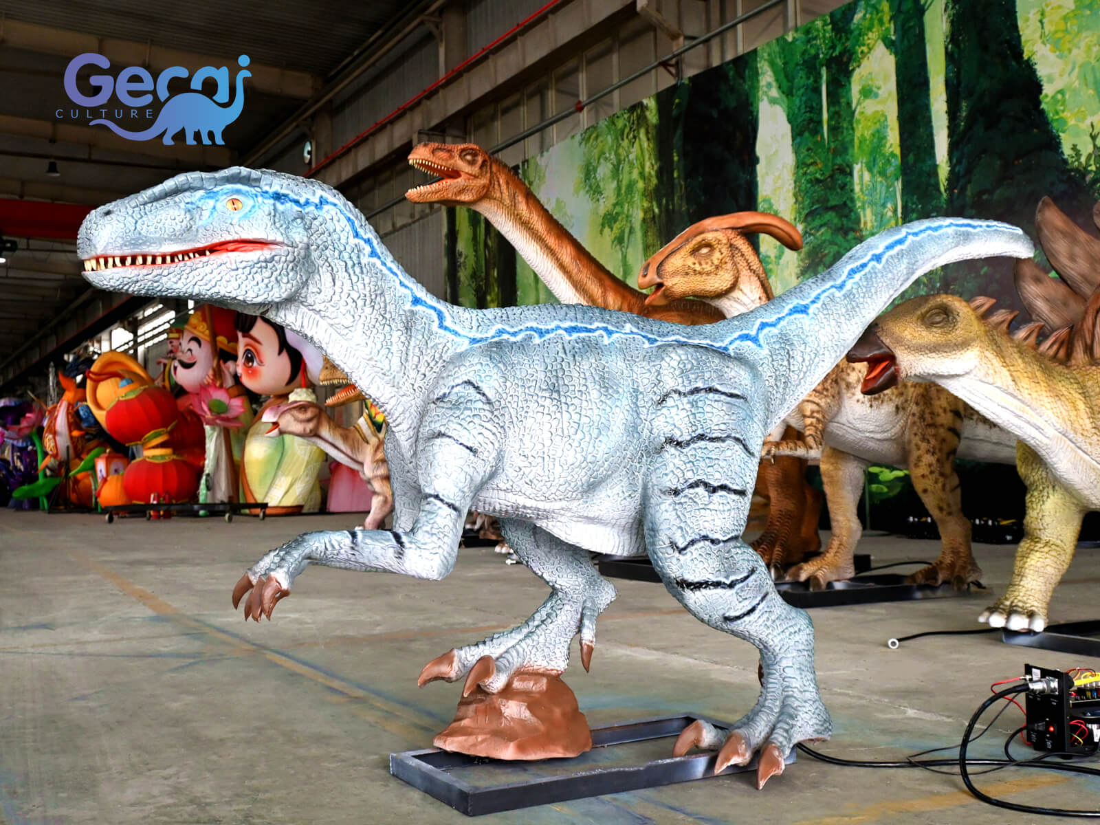 Velociraptor Animatronic Dinosaurs Statue for Museum