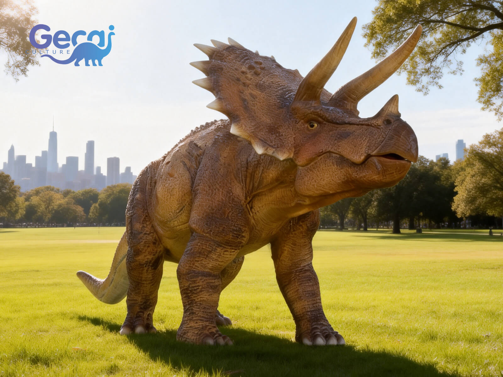 Outside Triceratops Dinosaur Animatronic Statue