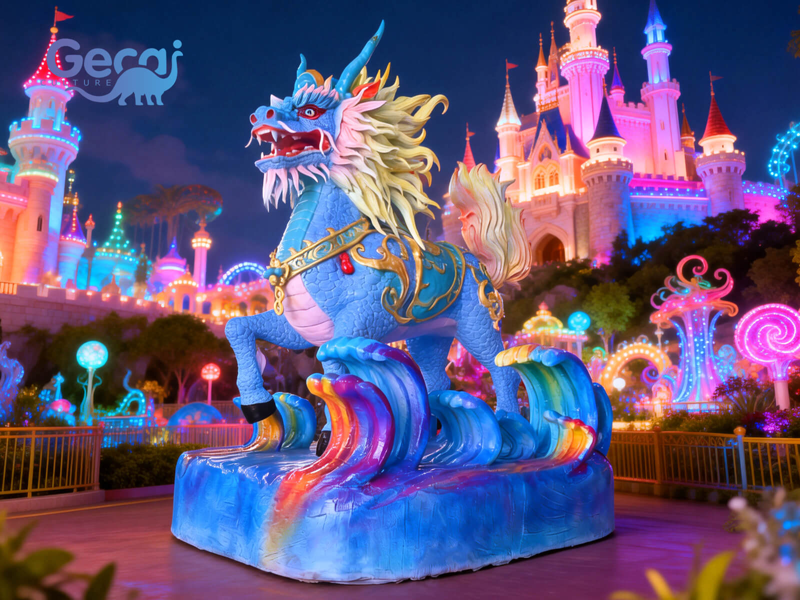 Custom Cartoon Animatronic Blue Monster Model