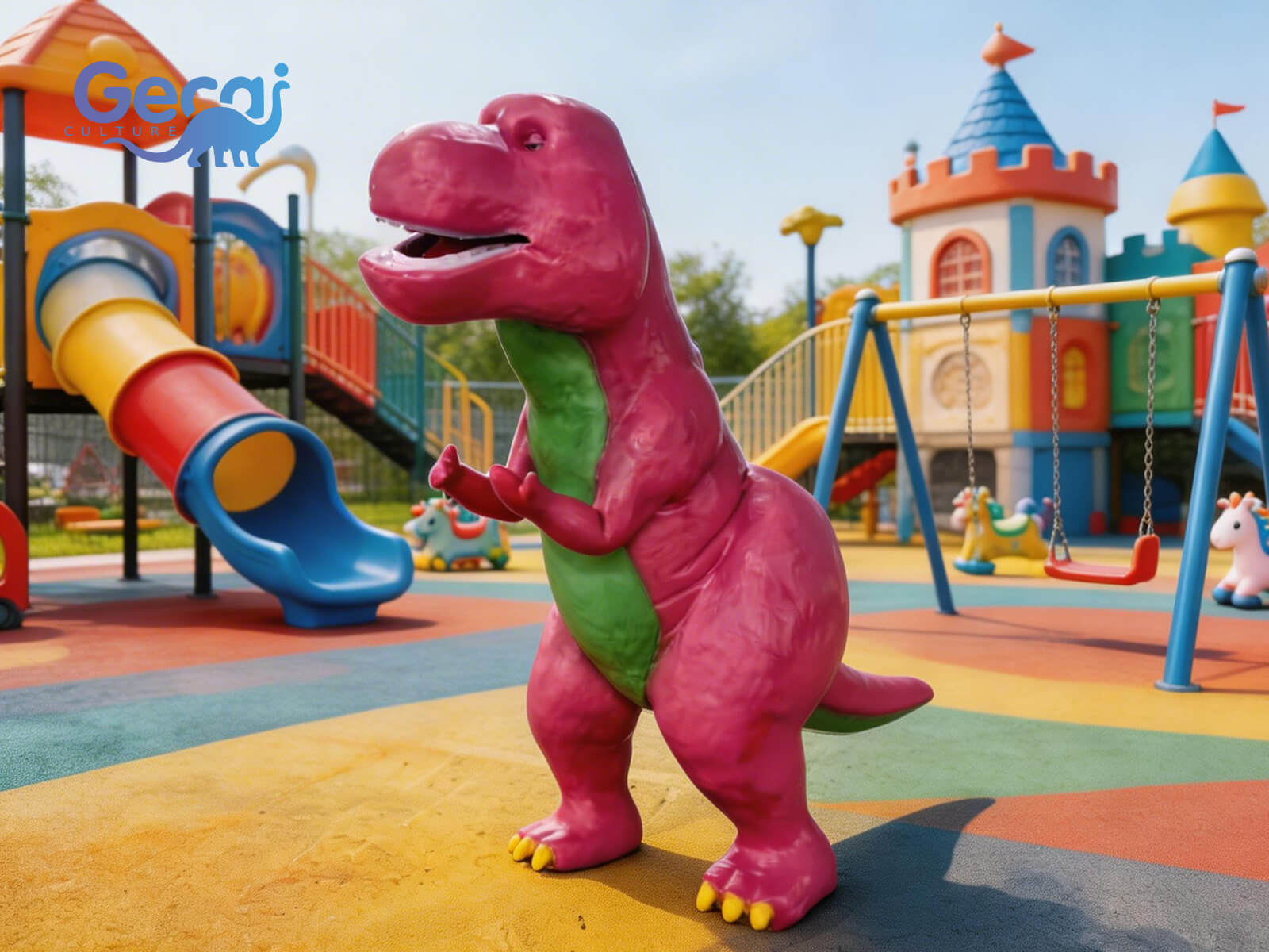 Custom Cartoon Pink Animatronic Dinosaur