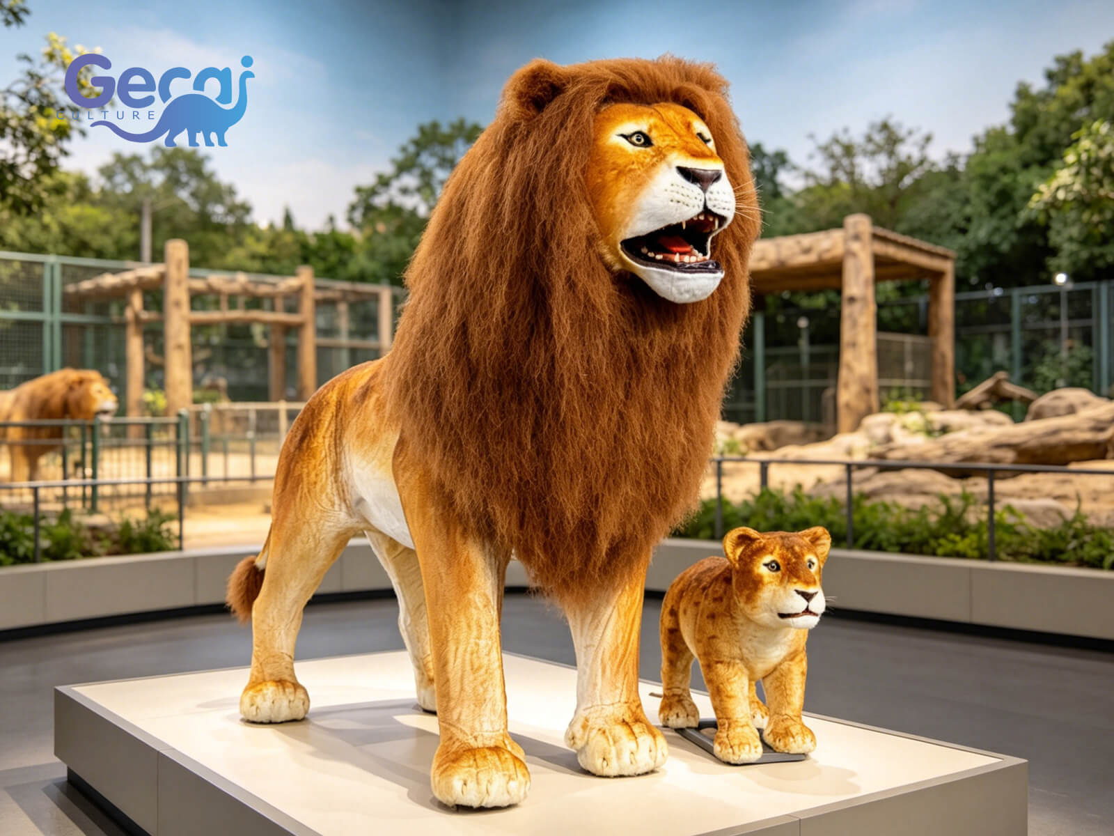 Animatronic Lion and Cub Model Set