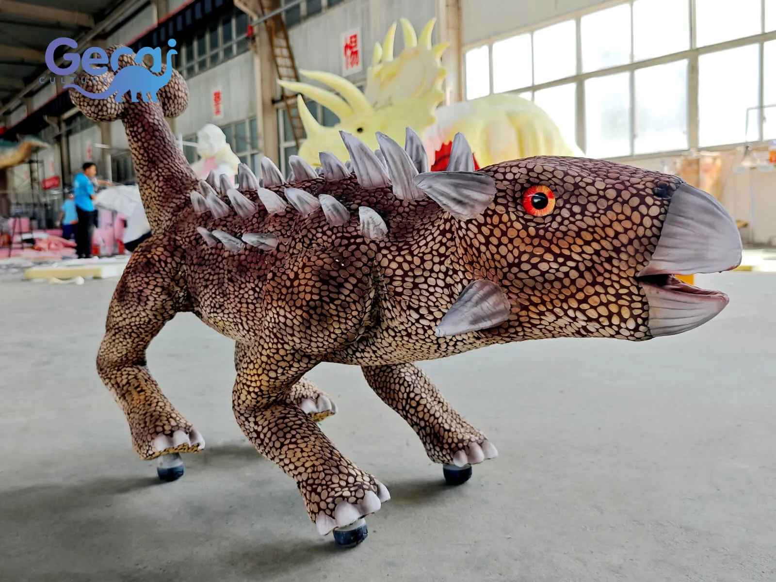 GeCai Culture manufactures advanced robot dinosaurs with realistic walking movement, sound effects, interactive functions, and intelligent control systems for theme parks, exhibitions, museums, and entertainment attractions.