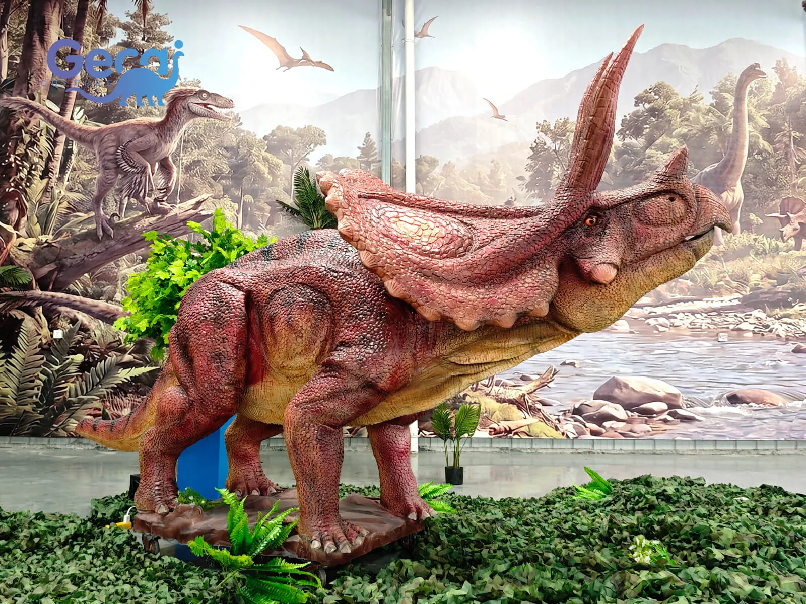 The Animatronic Triceratops with Servo Motor is a premium dinosaur attraction designed for parks, themed entertainment venues, and educational exhibitions. Featuring the iconic three-horned frill, rea...